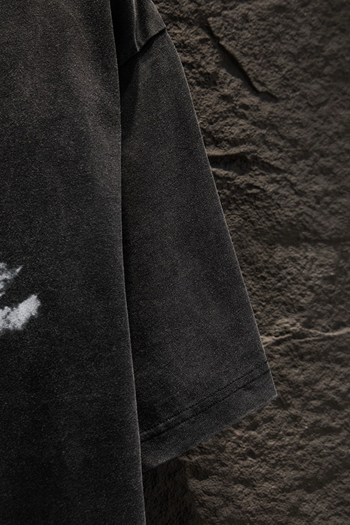 バレンシアガブランドスーパーコピー Balenciaga クラシックウォッシュのダメージホワイトインクダイレクトプリント半袖Tシャツ