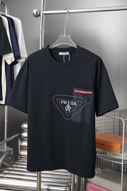 プラダブランドコピー PRADA クラシックな男の子刺繍半袖Tシャツ