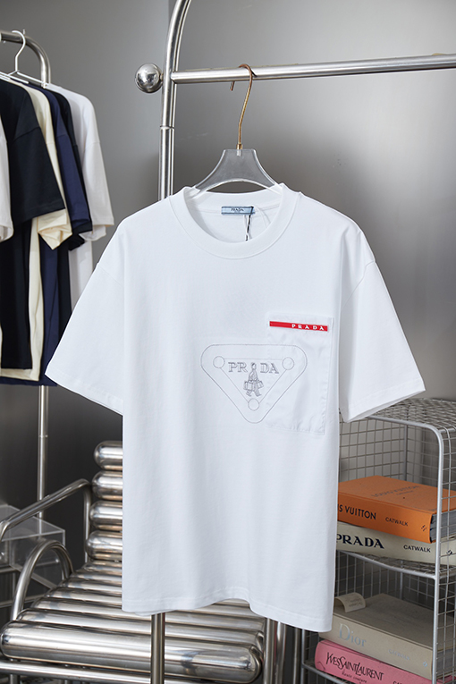 プラダブランドコピー PRADA クラシックな男の子刺繍半袖Tシャツ