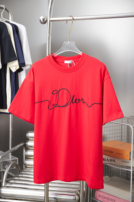 ディオールスーパーコピー 早春コラボシリーズ 刺繍ロゴ半袖Tシャツ