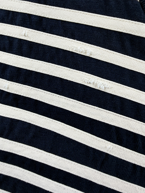 プラダブランドコピー ネイビーストライプ半袖Tシャツ