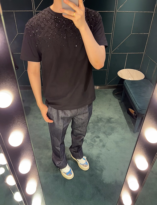 グッチブランドスーパーコピー ラインストーン半袖Tシャツ