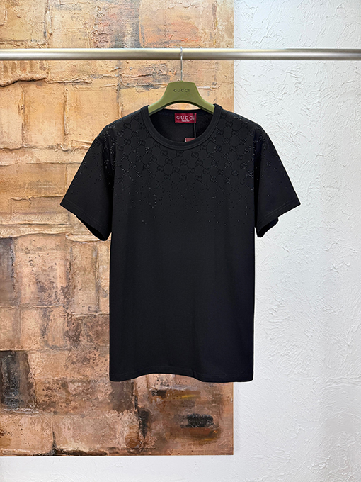 グッチブランドスーパーコピー ラインストーン半袖Tシャツ