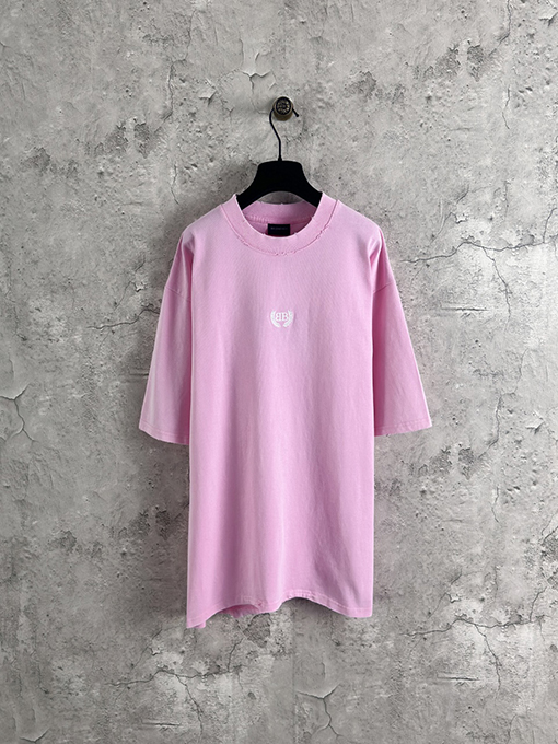 バレンシアガコピー Balenciaga ダブルB 小麦のロゴ刺繍半袖Tシャツ