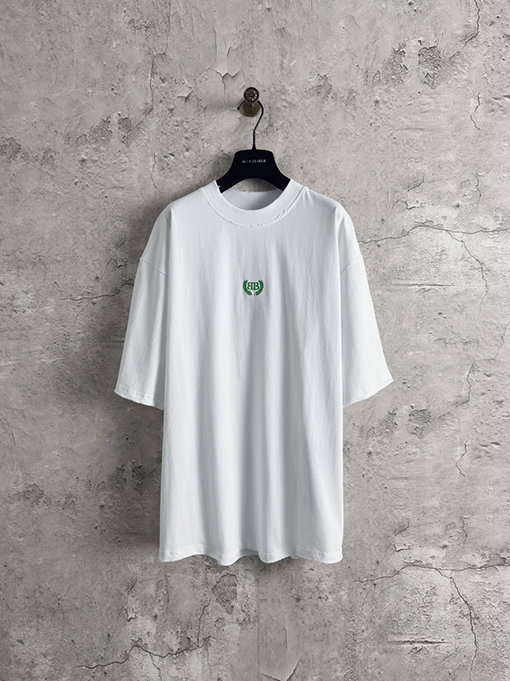 バレンシアガコピー Balenciaga ダブルB 小麦のロゴ刺繍半袖Tシャツ