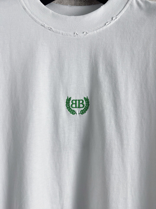 バレンシアガコピー Balenciaga ダブルB 小麦のロゴ刺繍半袖Tシャツ