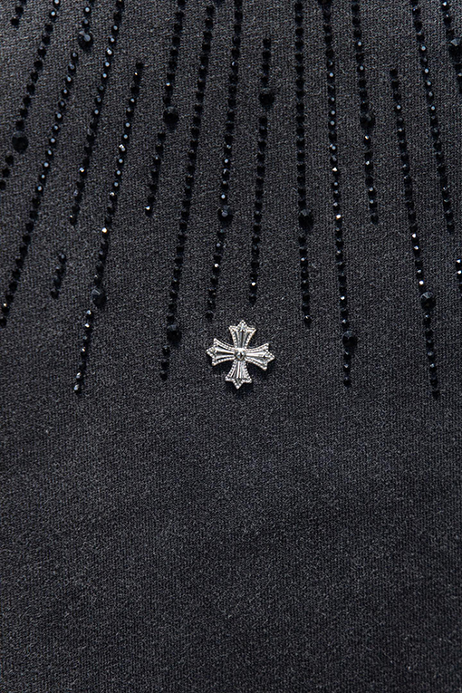 クロムハーツスーパーコピー 新作 ウォッシュ サンドブラストラインストーン半袖Tシャツ