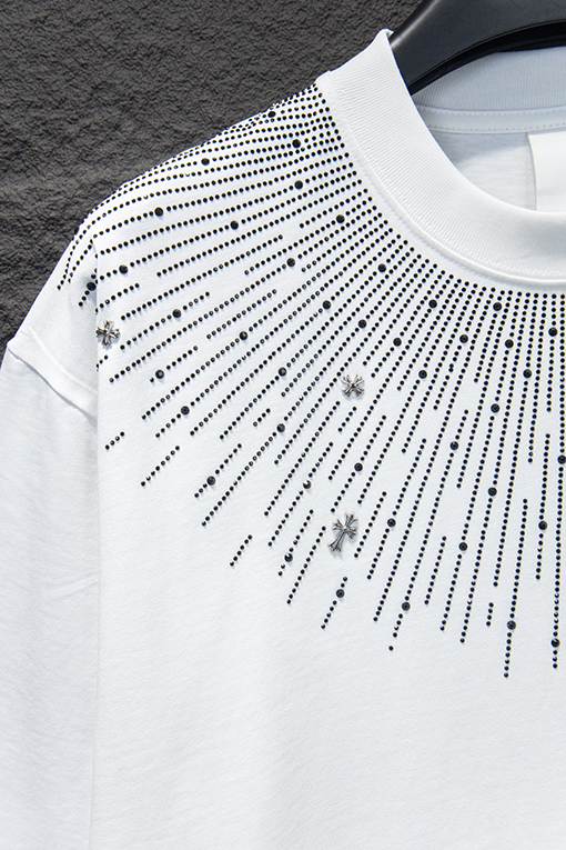 クロムハーツスーパーコピー 新作 ウォッシュ サンドブラストラインストーン半袖Tシャツ