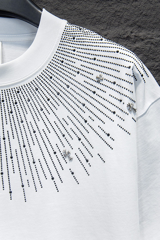 クロムハーツスーパーコピー 新作 ウォッシュ サンドブラストラインストーン半袖Tシャツ