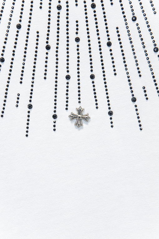 クロムハーツスーパーコピー 新作 ウォッシュ サンドブラストラインストーン半袖Tシャツ