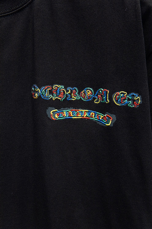 クロムハーツブランドコピー レザーラベル刺繍半袖Tシャツ