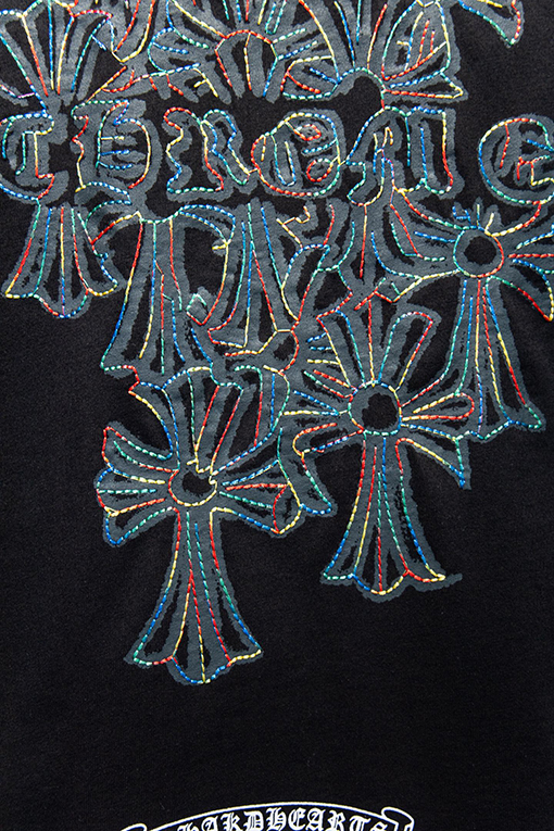 クロムハーツブランドコピー レザーラベル刺繍半袖Tシャツ