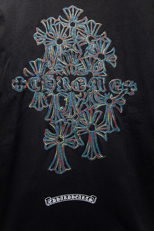 クロムハーツブランドコピー レザーラベル刺繍半袖Tシャツ