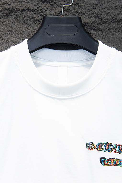 クロムハーツブランドコピー レザーラベル刺繍半袖Tシャツ