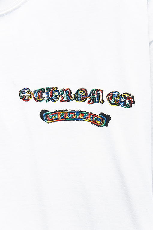 クロムハーツブランドコピー レザーラベル刺繍半袖Tシャツ