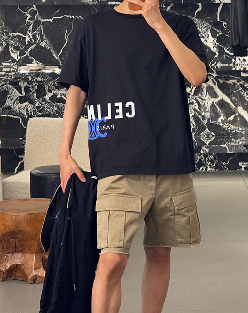 セリーヌコピー Celine 凱旋門プリント半袖Tシャツ