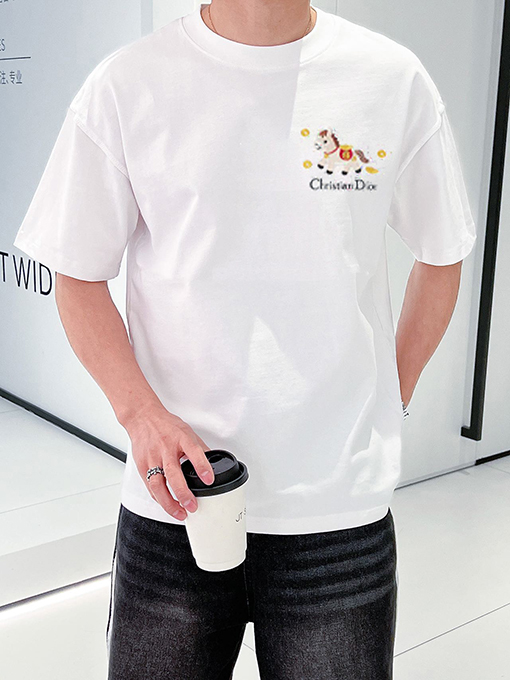 ディオールブランドスーパーコピー Christian Dior ポニーロゴ刺繍入り半袖Tシャツ