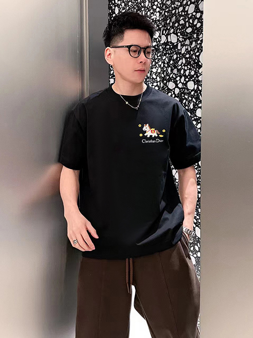 ディオールブランドスーパーコピー Christian Dior ポニーロゴ刺繍入り半袖Tシャツ
