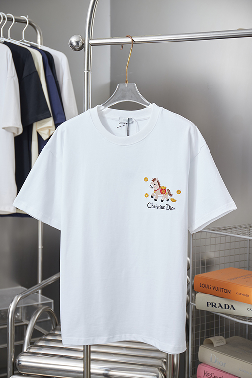 ディオールブランドスーパーコピー Christian Dior ポニーロゴ刺繍入り半袖Tシャツ