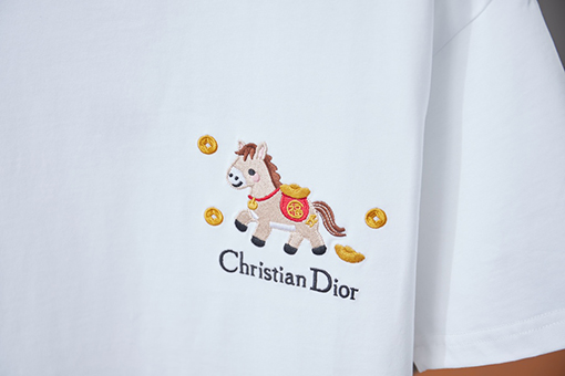 ディオールブランドスーパーコピー Christian Dior ポニーロゴ刺繍入り半袖Tシャツ