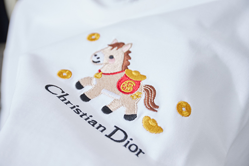 ディオールブランドスーパーコピー Christian Dior ポニーロゴ刺繍入り半袖Tシャツ