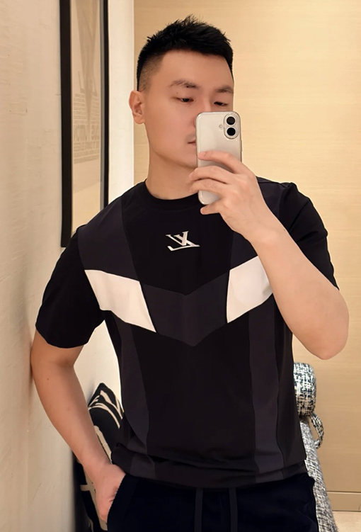 ルイヴィトン パッチワーククルーネックランニング半袖Tシャツ