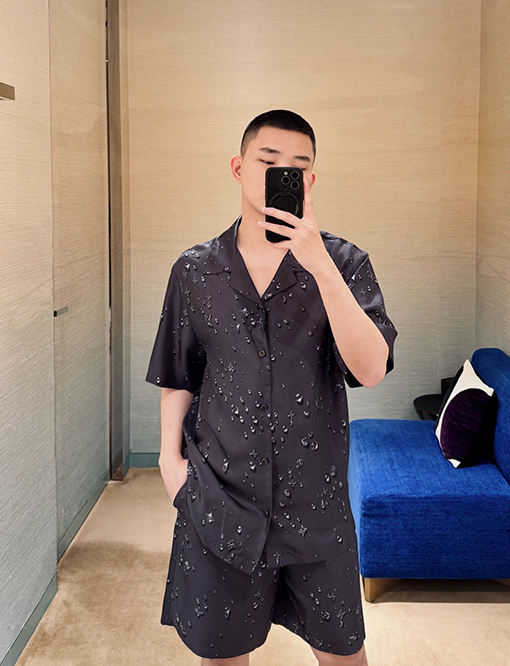 ルイヴィトン ウォータードロッププリント半袖シャツ