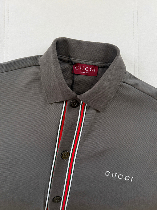 グッチ ウェビングボタンダウンカラー半袖シャツ