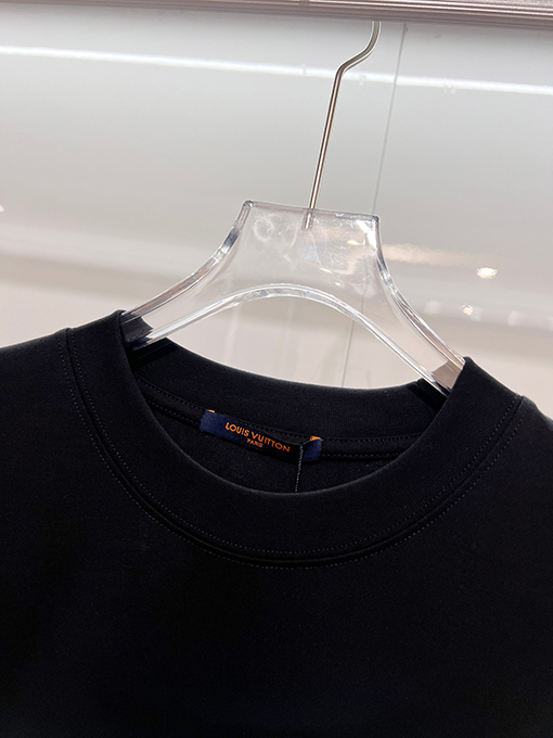 ルイヴィトン カラーブロック刺繍ロゴクルーネック半袖Tシャツ