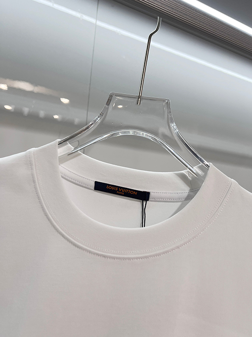 ルイヴィトン カラーブロック刺繍ロゴクルーネック半袖Tシャツ