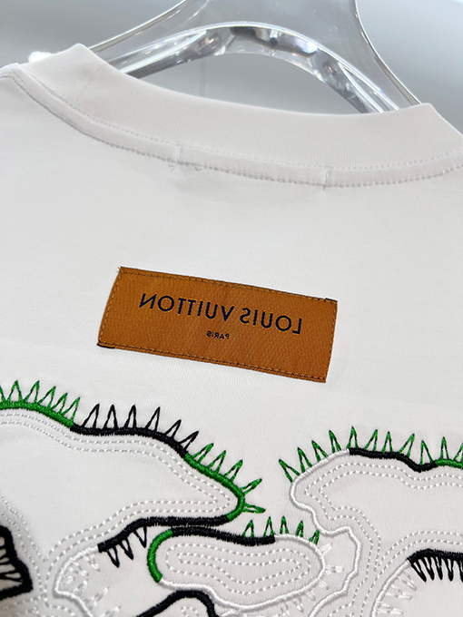 ルイヴィトン カラーブロック刺繍ロゴクルーネック半袖Tシャツ