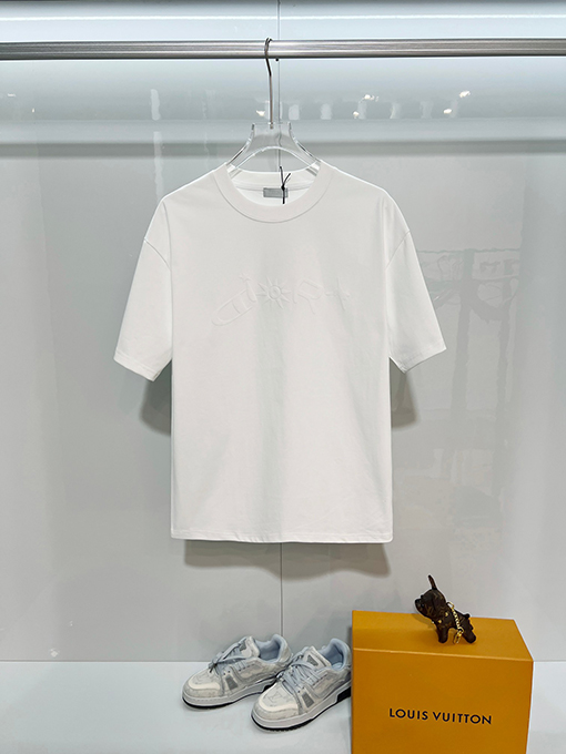 ディオール DIOR 星空ひまわりフロック刺繍レターロゴ半袖Tシャツ