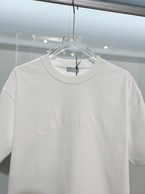 ディオール DIOR 星空ひまわりフロック刺繍レターロゴ半袖Tシャツ