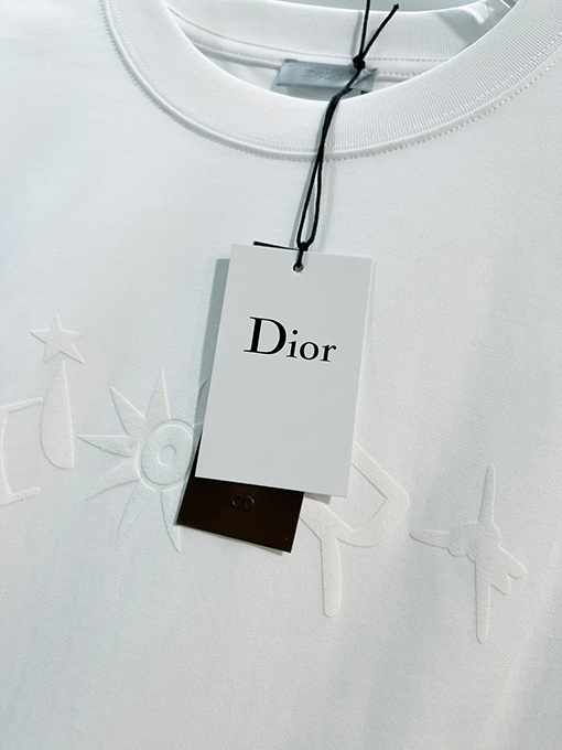 ディオール DIOR 星空ひまわりフロック刺繍レターロゴ半袖Tシャツ