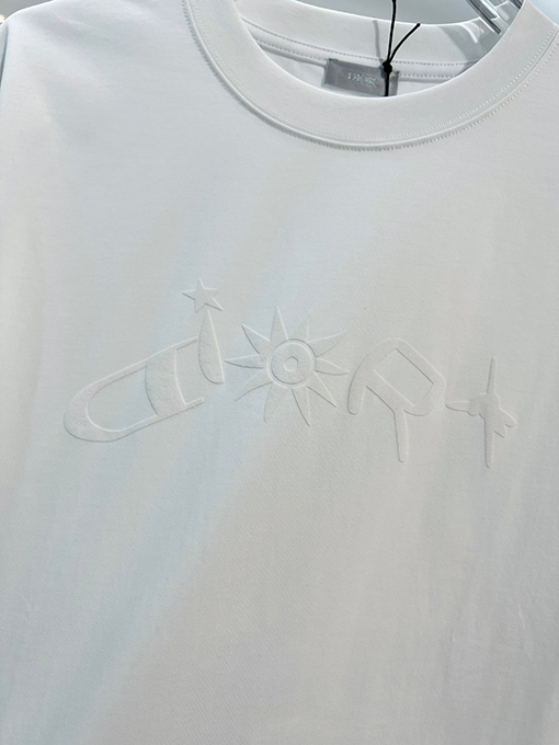 ディオール DIOR 星空ひまわりフロック刺繍レターロゴ半袖Tシャツ
