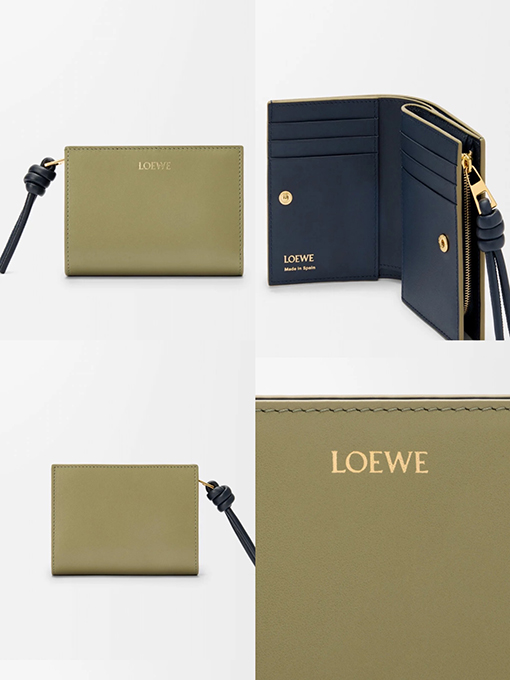 ロエベ 光沢のあるナッパカーフスキンのロープノットショートウォレット