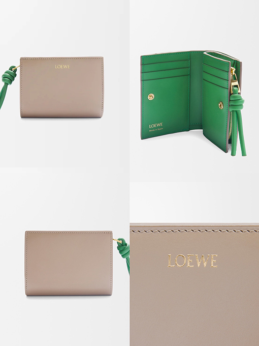 ロエベ 光沢のあるナッパカーフスキンのロープノットショートウォレット