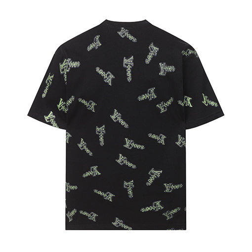 ルイヴィトン デジタルプリントロゴクルーネック半袖Tシャツ