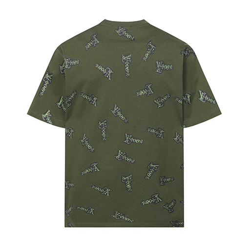 ルイヴィトン デジタルプリントロゴクルーネック半袖Tシャツ