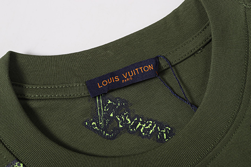 ルイヴィトン デジタルプリントロゴクルーネック半袖Tシャツ