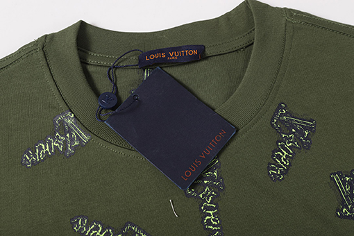 ルイヴィトン デジタルプリントロゴクルーネック半袖Tシャツ