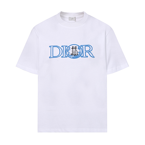 ディオール 刺繍の猫柄レターロゴ半袖Tシャツ