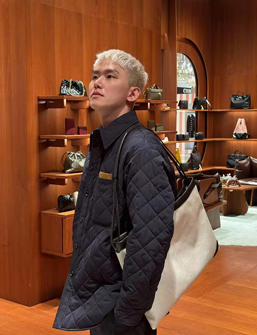 ボッテガヴェネタ ダイヤモンド柄のコットンコート