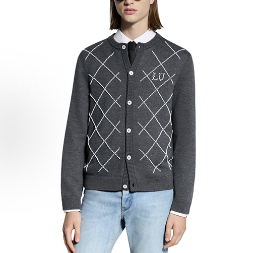 ルイヴィトン パール装飾付きキルティングニットカーディガン