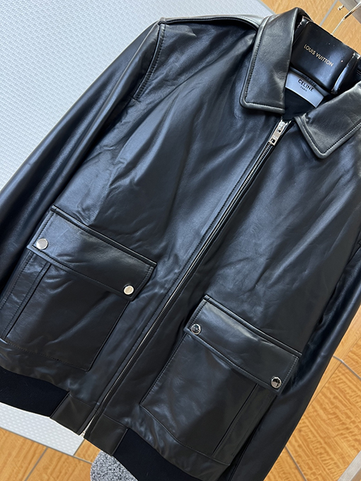 セリーヌ 高級ラペルレザージャケット