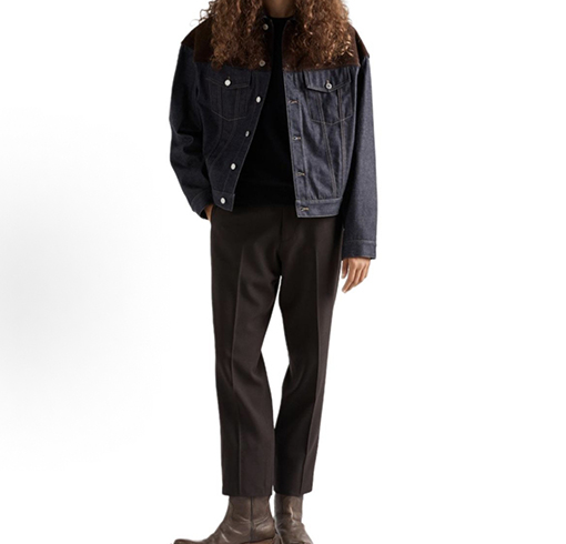 プラダブランドスーパーコピー スエードパッチワークデニムレザージャケット