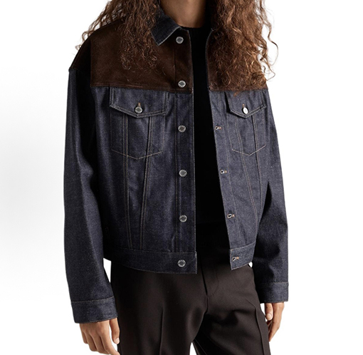 プラダブランドスーパーコピー スエードパッチワークデニムレザージャケット