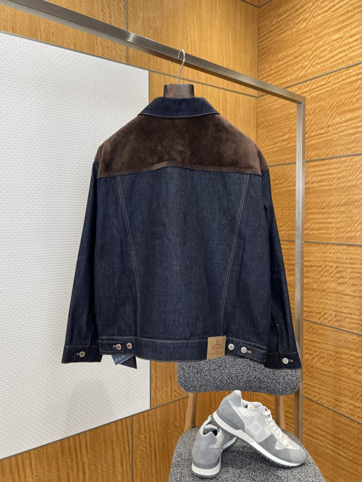 プラダブランドスーパーコピー スエードパッチワークデニムレザージャケット