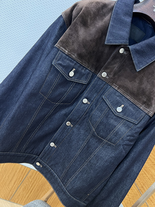 プラダブランドスーパーコピー スエードパッチワークデニムレザージャケット