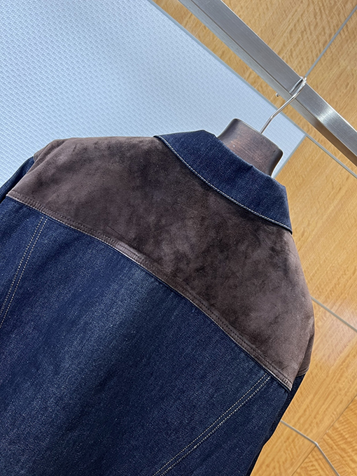 プラダブランドスーパーコピー スエードパッチワークデニムレザージャケット